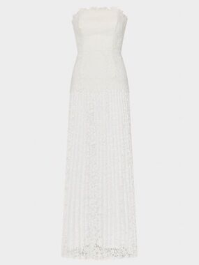 milly petunia strapless lace a-line midi dress Petunia Lace Gown Rose Quartz / 4
